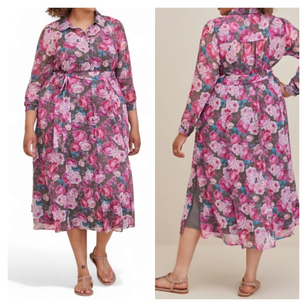 Torrid Belted Floral Midi Dress Size 4X